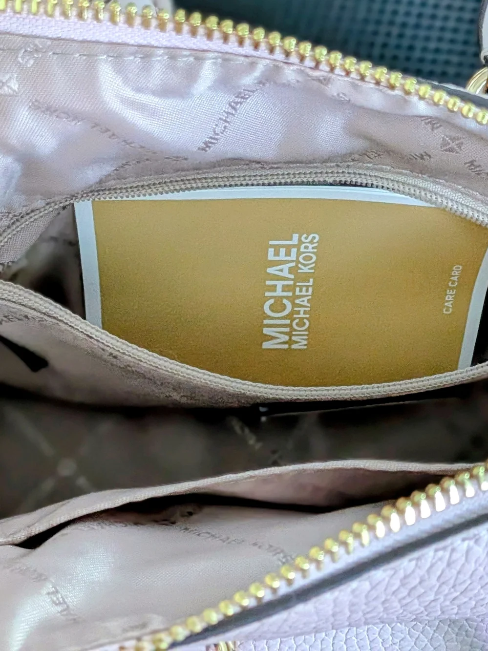 Michael Kors Pebbled Leather Satchel in Soft Blush with Gold Hardware